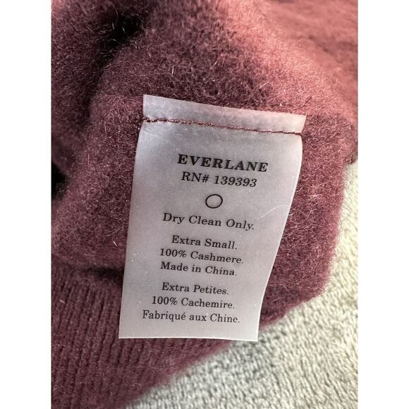 EVERLANE Deep Red Burgundy Long Sleeve V-Neck Pullover Cashmere Sweater XS Cozy - Picture 6 of 7